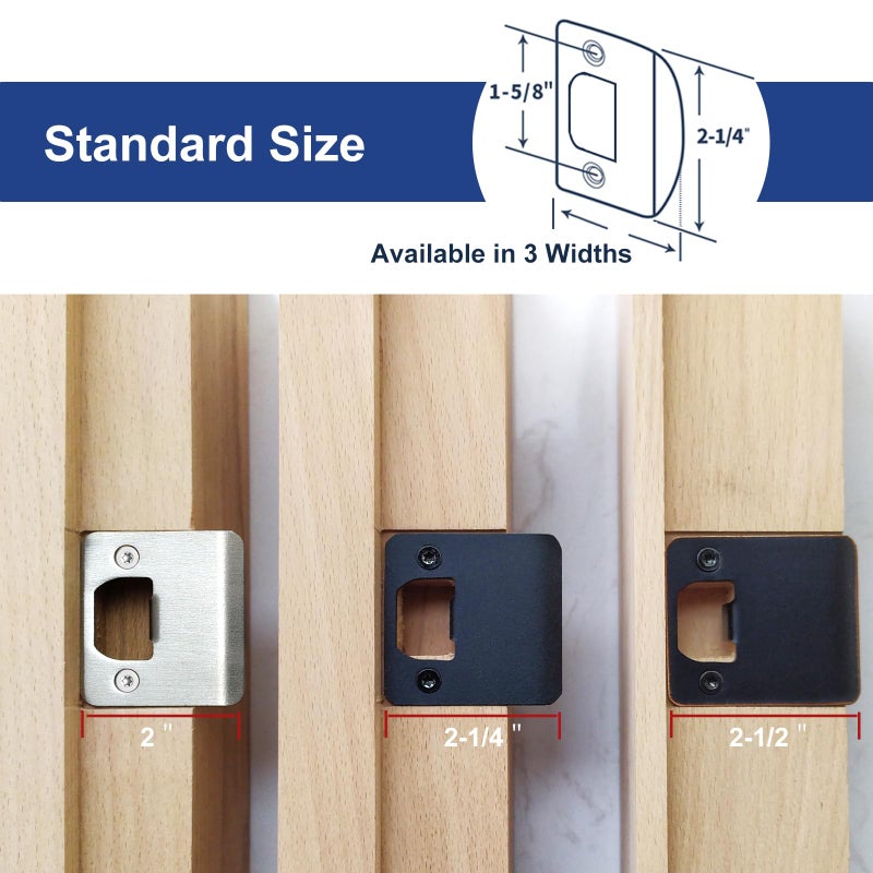 MOSECYOU Extended Strike Plate 2"" x 2-1/4"", Heavy Duty Version with Reinforced Torx/Star Screws & Bit, Extender Lip Door Latch Striker, Exterior/Interior Door Restorer Kit (Satin Nickel, 1 Pack) - Image 2